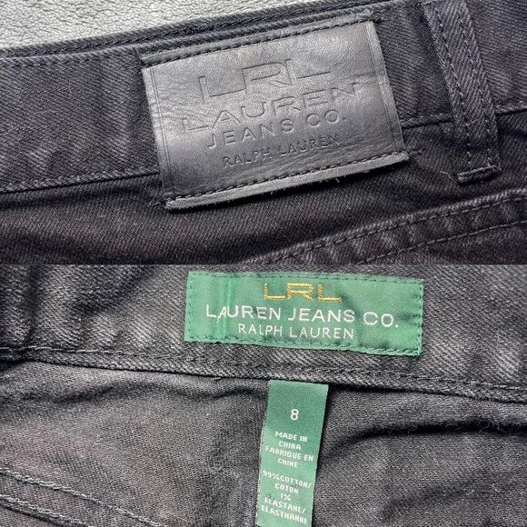 Vintage Y2K Lauren Ralph Lauren LRL Black Denim Midi A-Line Skirt Size 8 - Picture 2 of 8